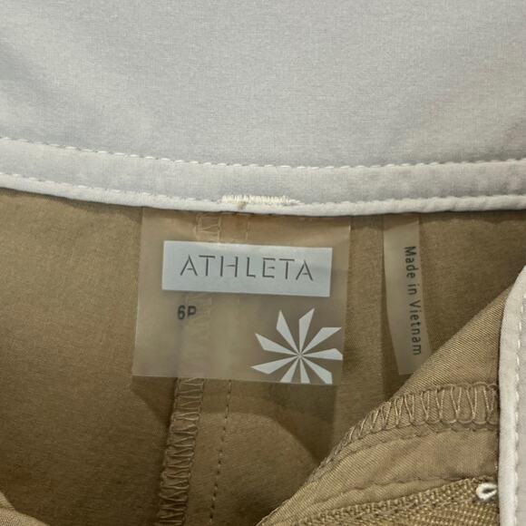 ATHLETA Whatever Skort Skirt w Shorts Zip Fly Flare Khaki Tan Size 6 Petite 6P - Picture 3 of 9